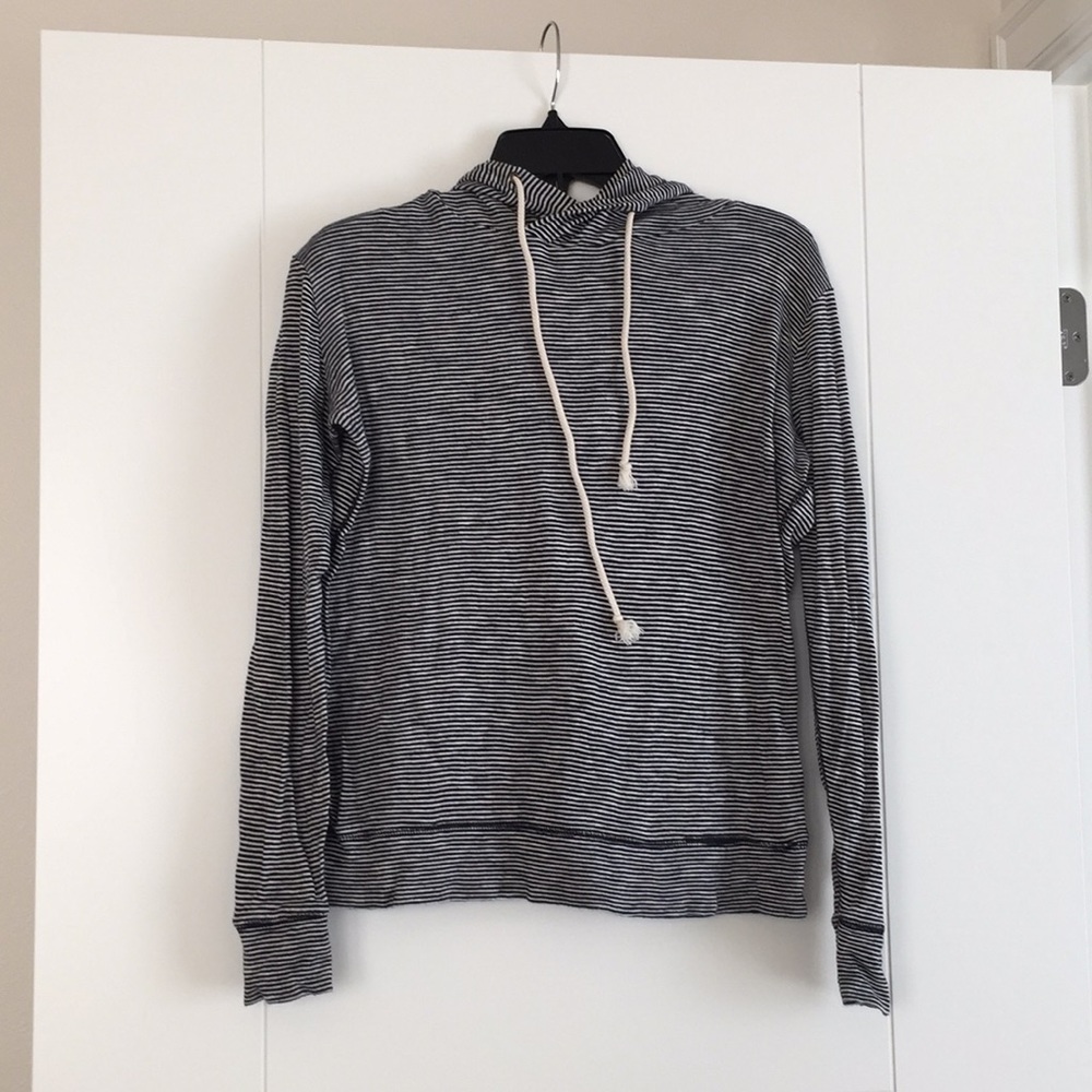 J. Crew Black and White Striped Lightweight Hoodie